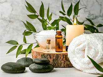 Massage Stones Candles Towel